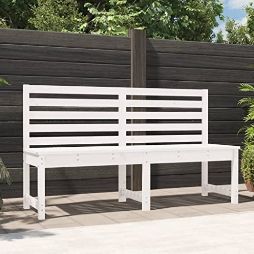 Homgoday Gartenbank Sitzbank Balkonbank Ruhebank ParkbankTerrassenbank Holzbank Gartenmöbel Bank für Garten Terrasse und Balkon Weiß 157,5 cm Massivholz Kiefer