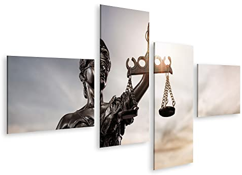 islandburner Prime Bild auf Leinwand Justitia Recht Waage Bronze Figur Bilder Wandbilder Poster
