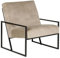 Sessel Samtstoff beige taupe mit schwarzem Metallgestell Armlehnen Lehne Delary