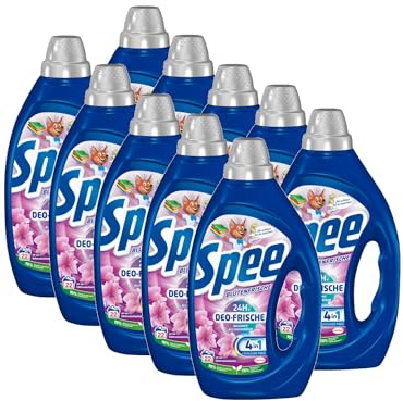 SPEE Deo-Frische Blütenfrische Waschmittel 10x 22 WL (220 Waschladungen), Flüssigwaschmittel mit 4 + 1 Formel bekämpft Alltagsgerüche für 24 h Deo-Frische, Colorwaschmittel für Temperaturen ab 20°C