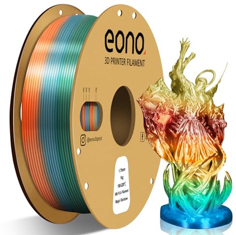 EONO Regenbogen PLA Mehrfarbig Silk PLA Rainbow Filament 1.75 mm für 3D Drucker Shiny Hochglanz 3D Drucker Filament 1,75 PLA 1kg(2,2lbs), Silk Magie Regenbogen