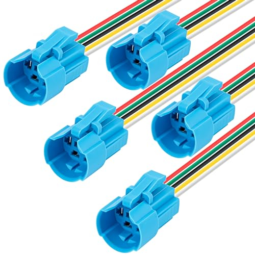 QIMEI-SHOP Enchufe de Cable de Interruptor de Botón Pulsador 16mm Pulsadors Cable de Conexión 12V/24V 3A Impermeable Interruptores Pulsador 5 Pin Toma 5 Piezas