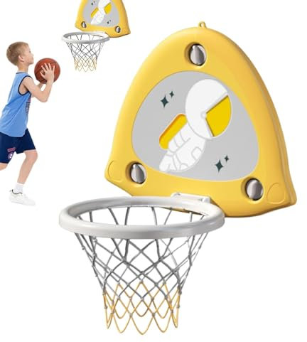 Generico Canestro da basket per bambini, Canestro da basket per bambini, Set di canestri da basket per bambini piccoli, con ventosa forte e stabile e regolabile, Include pallone da basket, adesivi