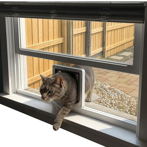 Cat Flap Fever Custom Cat Door Window Insert - Plexiglass | Insulated & Weather-Sealed | Tool-Free Install for Horizontal & Vertical Windows | Microchip Lock Options | Made in USA | Small Dogs & Pets