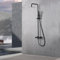IMEX - Columna Ducha Negra Termostatica con Grifo | Conjunto de Ducha con Alcachofa y Rociador Antical Efecto Lluvia | Griferia en Latón y Acero Inox S.304 con Barra Extensible | Serie Art