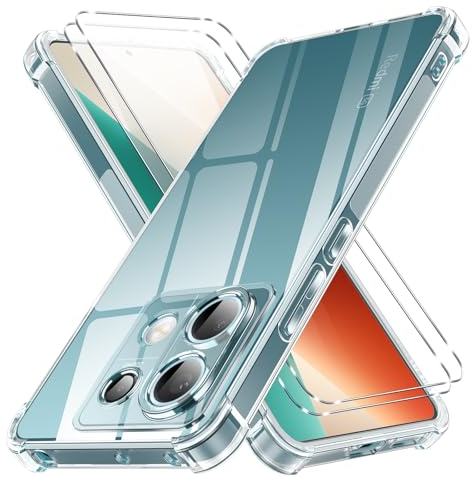 Pnakqil Coque pour Xiaomi Redmi Note 13 Pro 5G (Pas pour Note 13 Pro 4G)/Poco X6 5G avec 2 Pièces Verre Trempé,Housse de Protection Silicone Case Antichoc Etui Bumper TPU - Transparent
