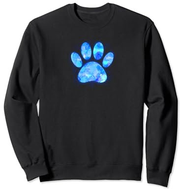 Peinture à l'aquarelle bleue empreintes de pattes de chien Sweatshirt