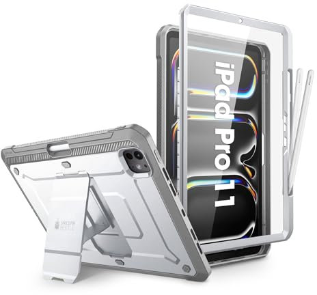 SUPCASE für iPad Pro 11 Zoll Hülle M5/M4 2025/2024 6./5. Generation mit Stifthalter Bumper Case 360 Grad Schutzhülle Cover [Unicorn Beetle Pro] mit Displayschutz und Ständer (Weiß)