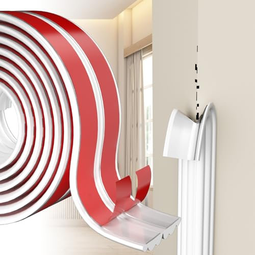 Selbstklebend Kantenschutz Leisten – Flexible Weichsockelleiste für Türen, Fenster, Wände, Küche, Fliesen – 20Ft Wasserdichte Rolle, Einfach Schneidbar, Ideal für Heimwerker und Renovierungen