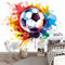 Wallpaper Papier Peint Panoramique Ballon de foot coloré Peints Intissé Tapisserie Blanc Murales Poster 300 x 210 cm