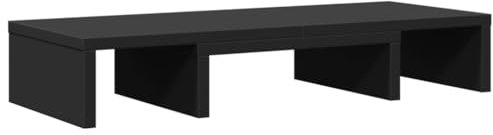 vidaXL Monitorständer, Schreibtischaufsatz Verstellbar, Unterbau Bildschirm Laptop Ständer, Tisch Erhöhung für PC Monitor Drucker, Schwarz Holzwerkstoff