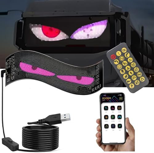 HSSMEUR Panneau de Voiture LED Flexible, Panneau matriciel LED Programmable, écran Flexible avec télécommande, Commande Bluetooth pour Voitures, Barre (A One)
