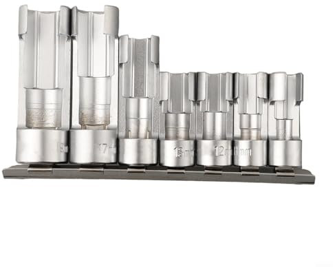 Yuanpgky Lot de 7 douilles pour injecteur diesel - Clé à écrou évasée 3/8 et 1/2 - Kit d'outils pour capteurs de température filaires, pour interrupteurs thermiques, tube ABS
