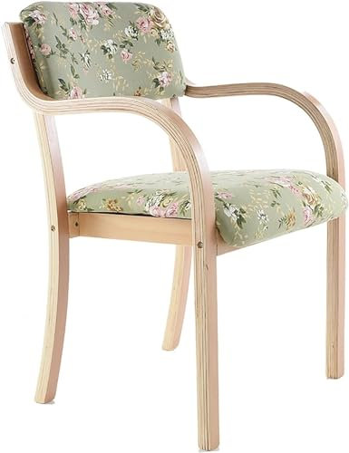OZSSLJJ Fauteuil en Bois Massif, Chaise Confortable avec Coussin en Coton et Lin, Chaise de Salle à Manger/Chaise de Bureau, Chaise de Loisirs for hôtel(E)