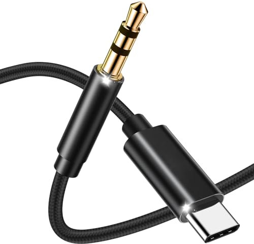 Aux to usb c cable, Aux cable for iphone, Usb c to 3.5mm jack for iPhone 15 Pro Max, S21 Ultra S20 Ultra Note 20 10 Plus for Car Stereo (Black 2M)