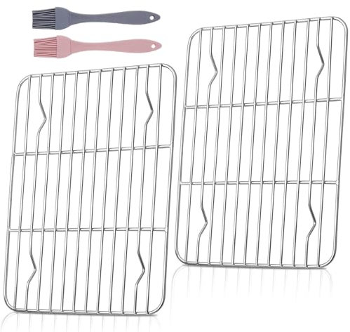 KSVFTB Cooling Racks for Baking, cooling rack, 8.46 * 5.71inch roasting rack, Wire Rack Suitable for Ovens for Grilling, Baking And Cooling, Universal Oven Shelf (Includes 2 Silicone Brushes)