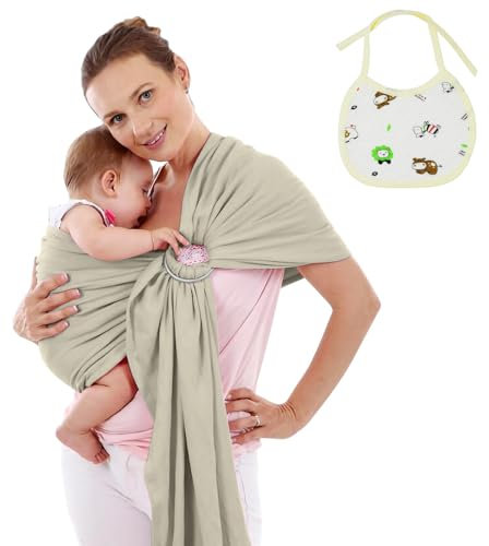 Aolso Porte porte bebe naissance certifiée, Echarpe de Portage Bebe, Echarpes de Portage réglable pour les Tailles, Porte-bébé confortable pour votre bébé, Matériau polyester(Kaki)