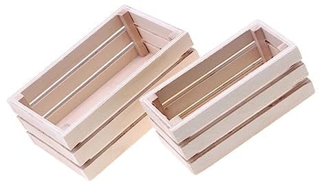 HEMOTON Puppenhaus Miniatur-aufbewahrungskörbe 2 Stück Mini-holzkörbe Für Rollenspiele Miniatur-szenendekoration