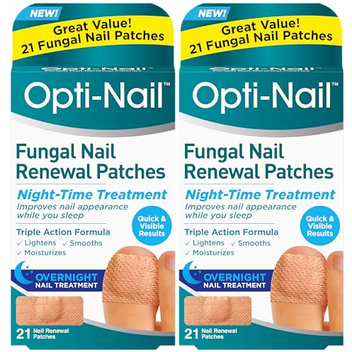 Opti-Nail Fungal Nail Renewal Patches - 21 Patches (Pack of 2), Night-Time Treatment Improves Nail Appearance While You Sleep