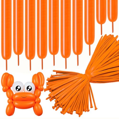 Modellierballons 100 Stück Orange Lange Latex Ballon Tiere Luftballons 260Q Latex Lange Luftballons für Geburtstags Weihnachtsfeier Hochzeit Party Dekoration (Orange)