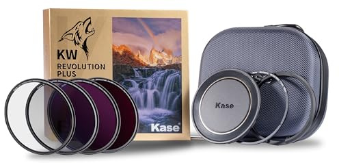 Kase Revolution Plus Master Filter Kit Magnetic Shockproof Tempered Optical Glass w Color Coded Rings inc CPL ND8 ND64 ND1000 Lens Cap & Case (72mm)