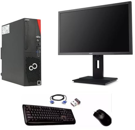 Fujitsu Estación completa PC fijo, Esprimo Intel Core i5-6500, RAM 16 GB SSD 512 GB, monitor de 24 pulgadas con ratón, teclado y WiFi (reacondicionado)