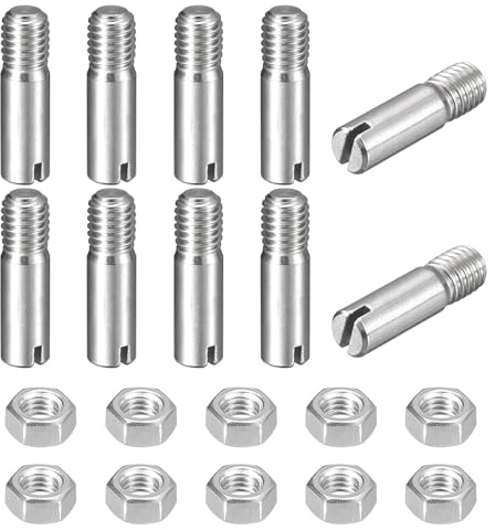 sourcing map 10 perni cilindrici con intaglio, M5 x 18 mm, in acciaio inox 304, con filettatura esterna, viti con scanalatura con dado per installazione di mobili e armadi (GB878)