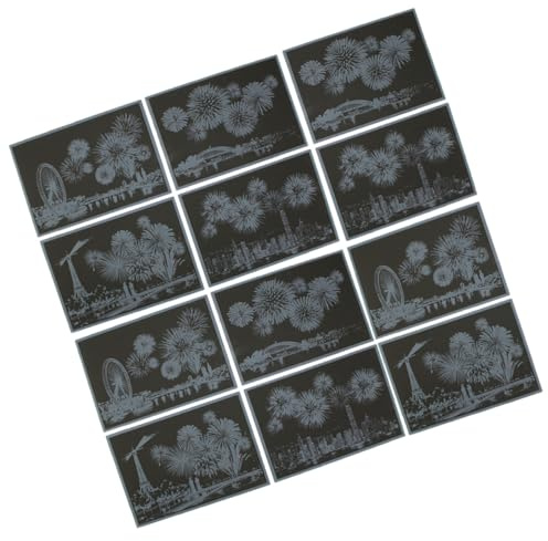 12 Stück Teiliges Kratzbilder Nachtansicht Diy Kratzmalerei Papier Postkarten Wachsmalerei für Kreative Bastelideen für Erwachsene