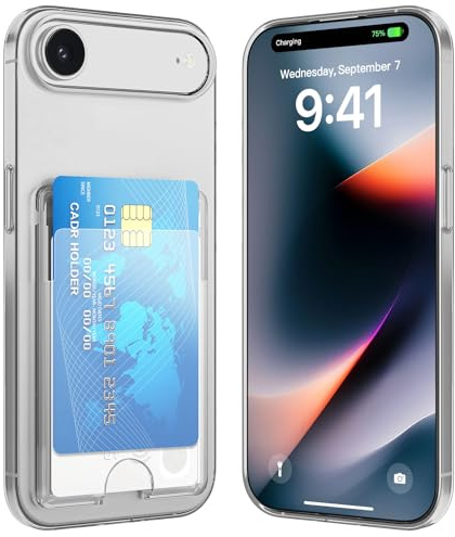 ÁRBOLORO Hülle für iPhone Air Schutzhülle mit Kartenfäch Transparent Silikon Handyhülle Kartenfach Hülle für 2 Karten, Stoßfest Handy Tasche Bumper Brieftasche Case Cover