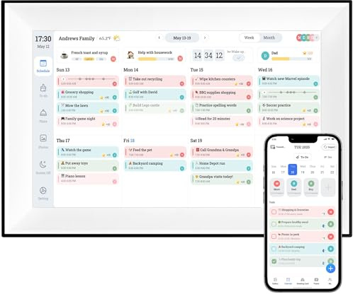 YUYIALARM Digitaler Kalender, 25,6 cm (10,1 Zoll), digitaler Bilderrahmen, Computer mit intelligenter Touchscreen, elektronischer Kalender, Familienplaner für Terminplanung/Organisation