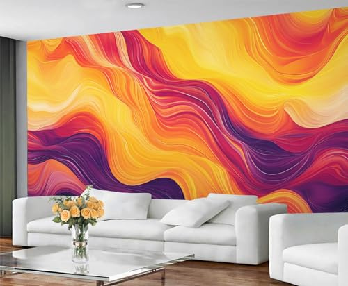 YXQAIED Burnt Orange Wallpaper - 3D Wavy Textured Wallpapers Mural, Abstract Colorful Photo Wallpaper for Living Room Bedroom Backdrop Wall Decor, 390x260cm