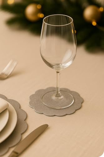 Gef Aura - Made in Italy - Sottopiatto 37 cm Sottobicchiere 15 cm - TNT Spunbond 50 g/m² - Certificato OEKO-TEX® - Idrorepellente e Anallergico (Argento, Sottobicchiere Ø 15 cm - 100 pz)