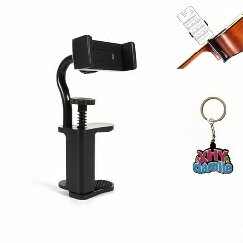 XHYdamile Guitar Phone Sheet Music Holder,Compatible with All Smartphones | Sheet Music Holder,Adjustable Mount for 6-10.5cm Thick Guitars/Ukulele,Ideal for Digital Sheet Music