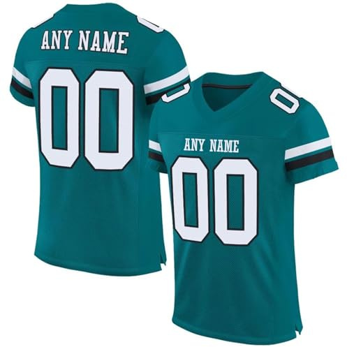 Personalisiert Sporthemden Herren Individuelles Rugby Fußball Trikot Schnelltrocknend American Football Spieltrikots Kurzarm T-Shirt Fügen Teamnamen Männer Damen Kinder