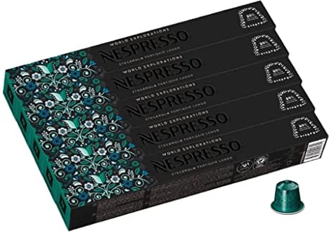 Nespresso Stockholm Fortissio Lungo Coffee 50 Capsules Pods 5 Sleeves Long Expiry