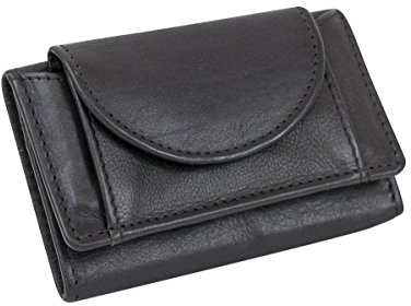 LEAS Kleine Minibörse sehr dünn, flaches Portemonnaie mit RFID Schutz, Block Folie mit Geschenk Box Echt-Leder, schwarz 9,5x6,5cm (LxB)