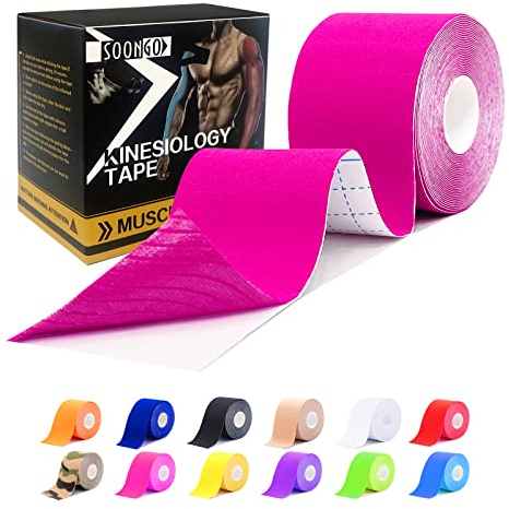 Soongo - Nastro kinesiotapes,1/2/5 Rolls Tape Kinesio,Physio Muscoli Impermeabile Sport Tape Fascia Elastica Buona Ipoallergenica Rosa