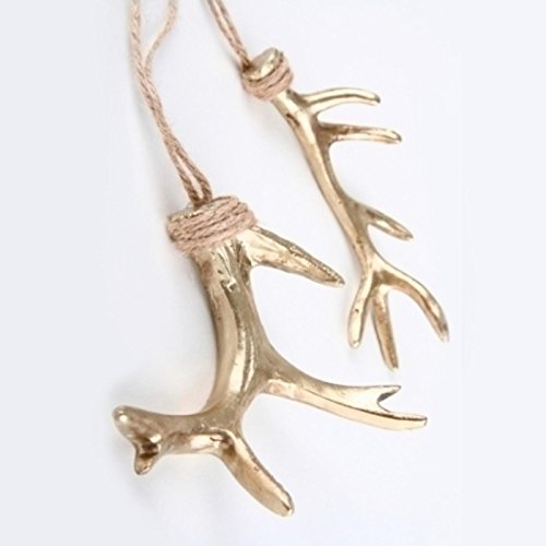 Shophaus24 Deko Hirschgeweihe Gold Matt mit Strick. Länge ohne Strick 7 cm / 10 cm. Lieferung: 2 Modelle, 4 Stück