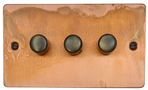 G&H FTC513 Flat Plate Tarnished Copper 3 Gang 1 or 2 Way V-Pro LED Dimmer Switch