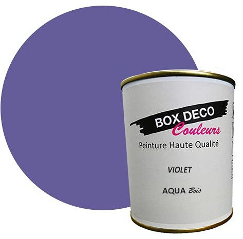 BOX DECO COULEURS Peinture bois intérieur extérieur à base d'acrylique aspect velours-satin Aqua Bois - 750ml, Violet