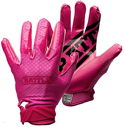 Battle Guanti da calcio sportivi Triple Threat Wide Receiver, ultra aderenti, per adulti e ragazzi, taglia M, rosa