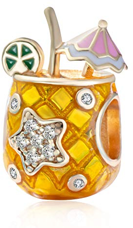 Beach Drink Charms Compatible with Pandora Charm Bracelets, 925 Sterling Silver Beads, Tropical Beer Dangle Pendant for Necklace and European Snake Chain, Hawaii Summer Holiday Gifts