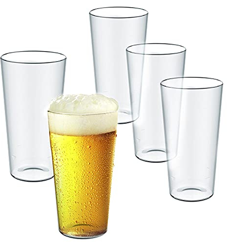 DoimoFlair - Vasos de Cerveza, Jarra de Cerveza, Jarra de Cerveza, Jarra de plástico San Transparente, Juego de 5 Unidades