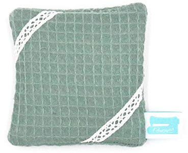 Rapskissen, 10cm x 10cm, Handwärmer Mikrowelle, Kältekissen, Waffelpiqué dusty mint mit Borte