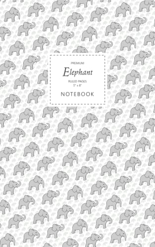 Elephant Notebook - Ruled Pages - 5x8 - Premium: (White Edition) Fun notebook 96 ruled/lined pages (5x8 inches / 12.7x20.3cm / Junior Legal Pad / Nearly A5)