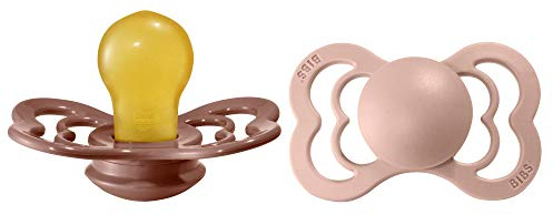 BIBS Supreme Schnuller 2er-Pack, BPA-frei, Symmetrischer Nippel. Naturkautschuk/Latex, Hergestellt in Dänemark. 6-18 Monate (2er Pack), Woodchuck/Blush