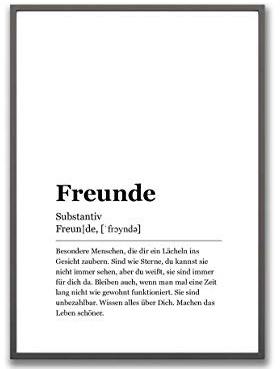 Ritter Mediendesign Freunde Premium Kunstdruck Wörterbuch Bild Din A4 Wandbild Druck Poster Fine Art Deko Geschenkidee