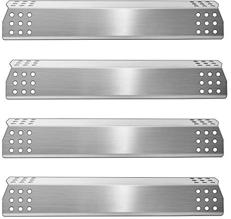 Kalomo 4 Stück robuste Grill-Edelstahl-Grill-Hitzeschild Brenner-Abdeckung, Flammen-Tamer, Heiz-Zelt, Flavorizer Bar Ersatzteil für Master Forge 1010048 Gasgrill, 38 x 8,9 cm