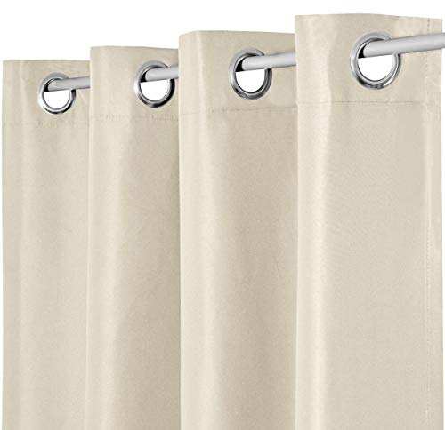 Fiora Vorhang Gardine Ösenschal Ösenvorhang Blickdicht Lichtdurchlässig Sichtschutz Fensterschal Dekoschal (140x175 cm, Creme 2er Set)