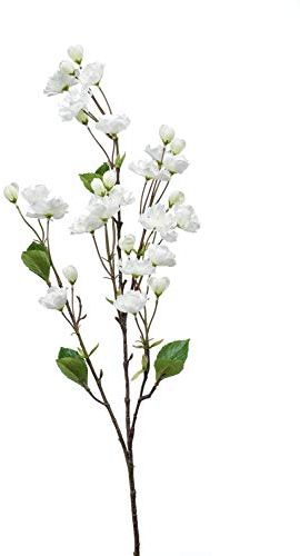 artplants.de Dekozweig Zierkirsche Akemi mit Blüten, weiß, 90cm - Künstlicher Blütenzweig/Kirschbaum Deko Zweig